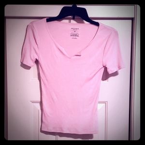 Pink Tee with V cutout